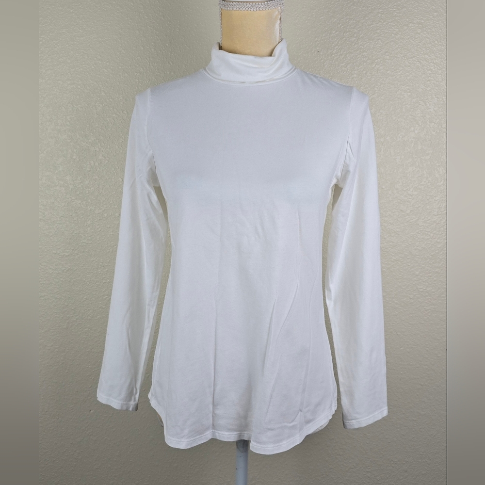 J. Jill Luxe Supima Shirttail Turtleneck Lightweight Essentials Top sz XS
